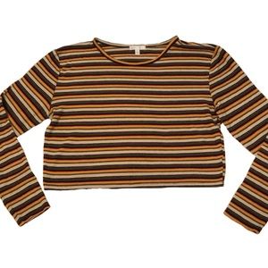 Striped Multicolour Cropped Ribbed Long Sleeve